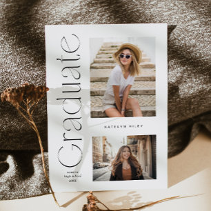 Modern Minimal Type Graduate 2 Photo Graduation Invitation