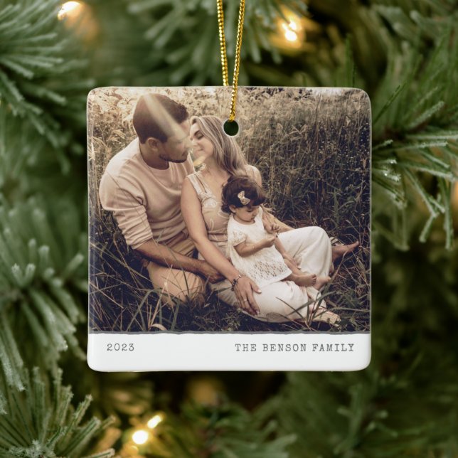 Modern Minimal Type Grey Holiday Ceramic Ornament (Tree)