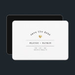 Modern Minimal Typewriter Gold Dusty Classic Black Save The Date<br><div class="desc">This simple Save the Date card for your wedding celebration shines with simplicity. Modern typewriter typography and accented by a delicate heart in (printed) gold, this wedding stationery is minimalist and yet so elegant. On the back is space for more information such as wedding site url. This is the classic...</div>