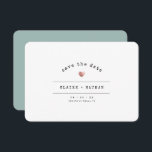 Modern Minimal Typewriter Rose Gold Wedding Green Save The Date<br><div class="desc">This simple Save the Date card for your wedding celebration shines with simplicity. Modern typewriter typography and accented by a delicate heart in (printed) rose gold, this wedding stationery is minimalist and yet so elegant. On the back is space for more information such as wedding site url. This is the...</div>