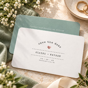 Modern Minimal Typewriter Rose Gold Wedding Green Save The Date