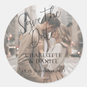 Modern, Minimal, Typography, 1 Photo Classic Round Sticker