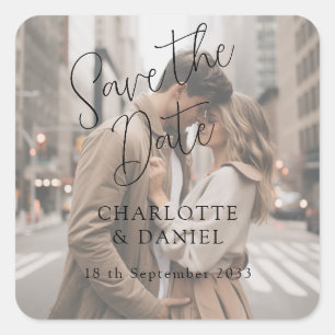Modern, Minimal, Typography, 1 Photo Square Sticker