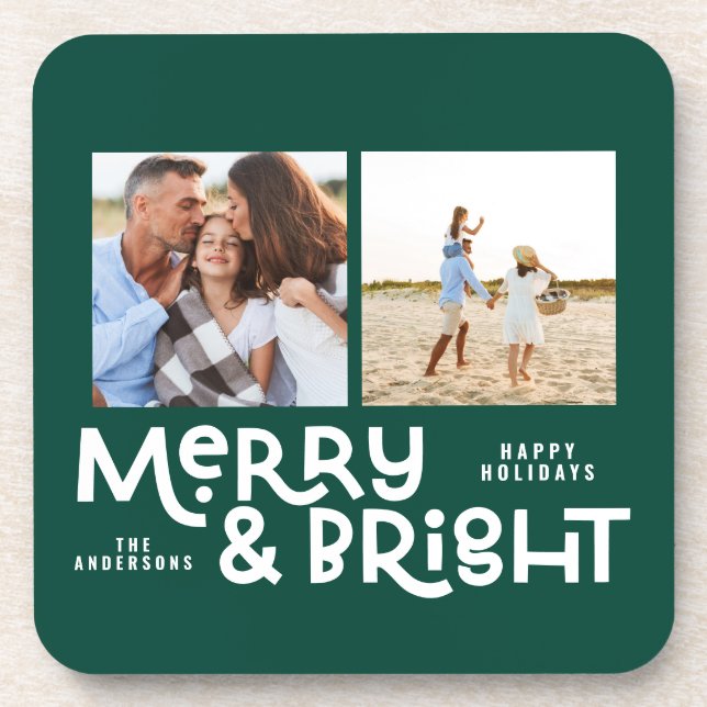Modern minimal typography 2  photo Christmas   Bev Coaster (Front)