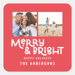 Modern minimal typography 2  photo Christmas   Square Sticker