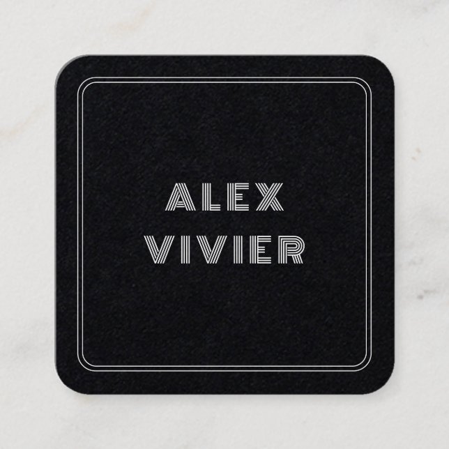 Modern Minimal Typography Black Frame Square Business Card (Front)