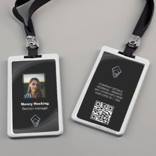 Modern Minimal Typography Black ID Badge