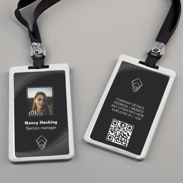 Modern Minimal Typography Black ID Badge (Creator Uploaded)
