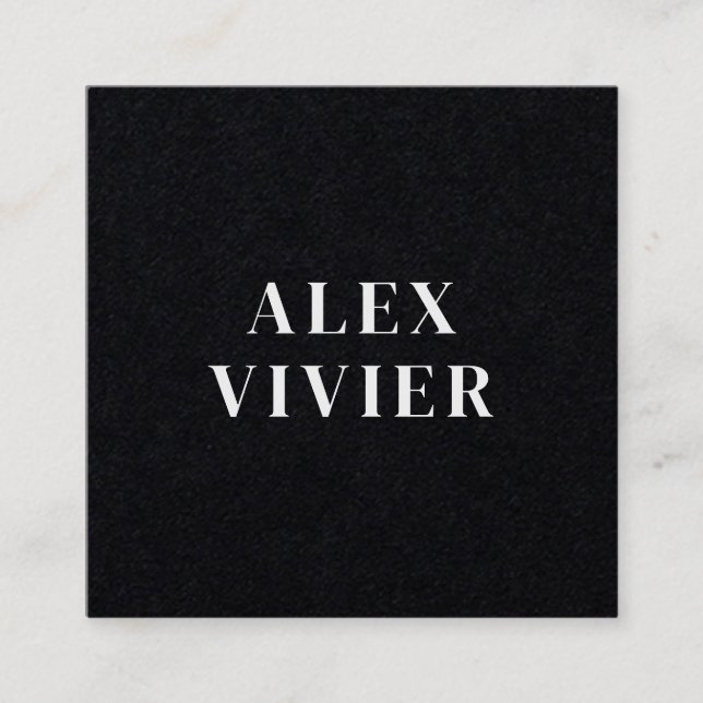 Modern Minimal Typography Black Paper Square Business Card (Front)
