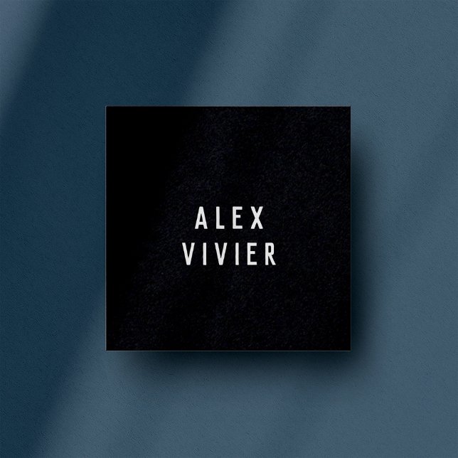 Modern Minimal Typography Black Paper Square Business Card (Creator Uploaded)