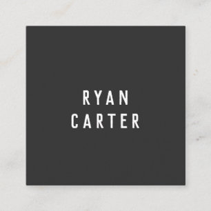 Modern Minimal Typography Black Paper Square Business Card