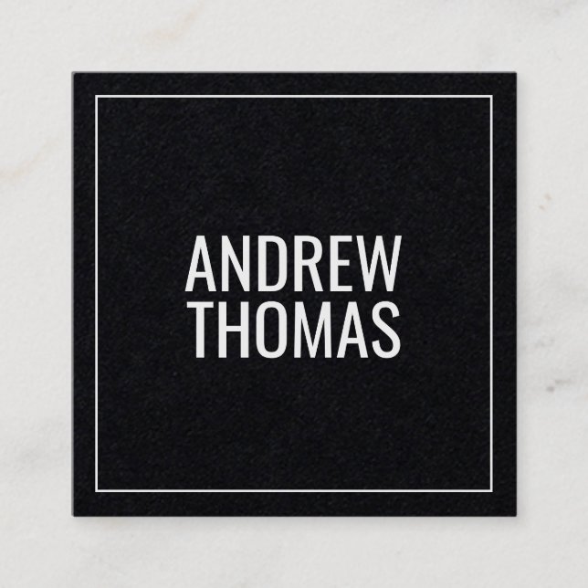Modern Minimal Typography Black Paper Square  Square Business Card (Front)