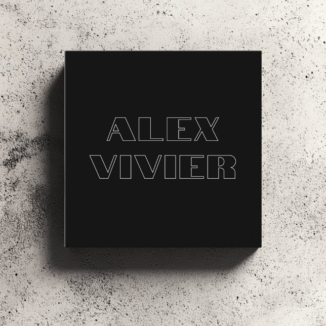 Modern Minimal Typography Black Square Business Card (Creator Uploaded)