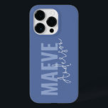 Modern minimal typography dusty blue elegant Case-Mate iPhone 14 pro case<br><div class="desc">Modern minimal typography dusty blue and white elegant simple unique personalised phone case design.</div>