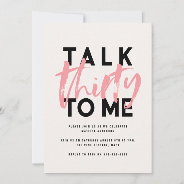 Modern minimal typography girly pink 30th (Front)