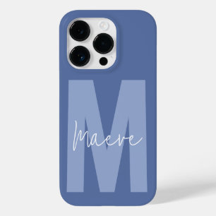 Modern minimal typography monogram dusty blue Case-Mate iPhone 14 pro case