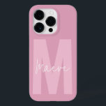 Modern minimal typography monogram pink girly Case-Mate iPhone 14 pro case<br><div class="desc">Modern minimal typography monogram girly pink and white elegant simple unique personalised phone case design.</div>