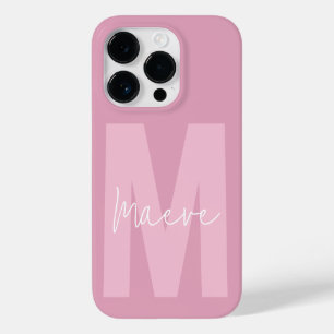 Modern minimal typography monogram pink girly Case-Mate iPhone 14 pro case