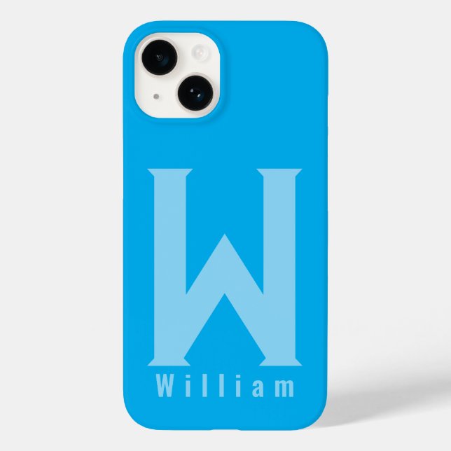 Modern minimal typography monogram sage bleu Case (Back)