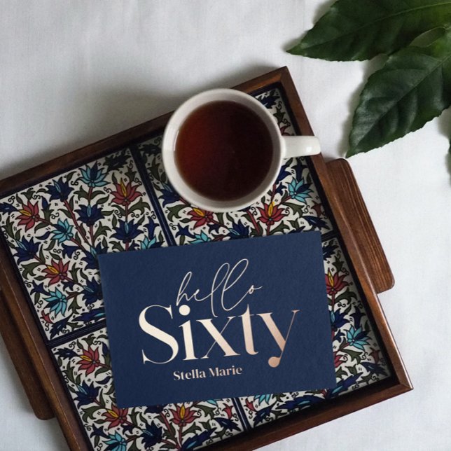 Modern minimal typography navy blue 60th birthday (Creator Uploaded)