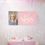 Modern minimal typography photo 60th birthday banner<br><div class="desc">Modern minimal typography simple blush pink and white 60th birthday photo party banner. Part of a contemporary collection.</div>