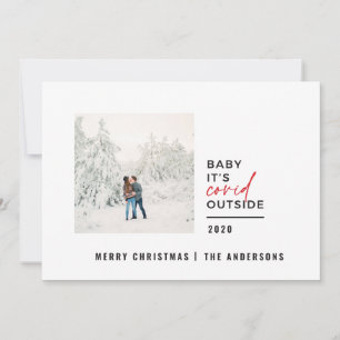 Modern minimal typography photo baby its covid holiday card