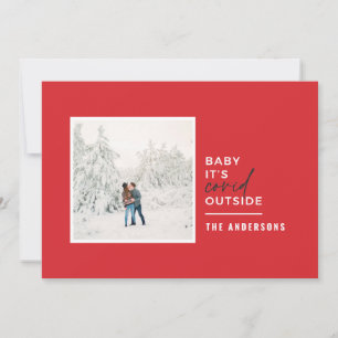 Modern minimal typography photo baby its covid holiday card