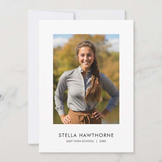 Modern Minimal Typography Photo Graduation Announcement (Front)