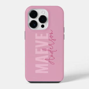 Modern minimal typography pink girly elegant iPhone 14 pro case