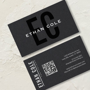 Modern Minimal Typography professional QR code Business Card
