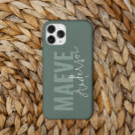 Modern minimal typography sage green elegant Case-Mate iPhone 14 pro case<br><div class="desc">Modern minimal typography sage green and white elegant simple unique personalised phone case design.</div>