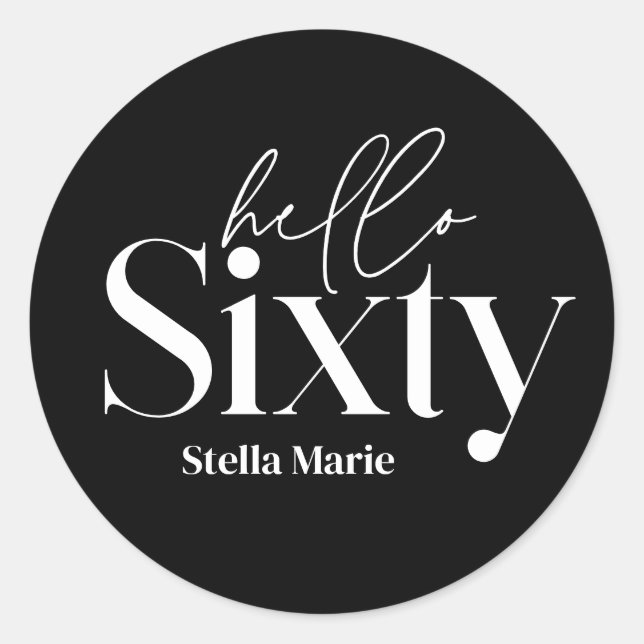 Modern minimal typography simple 60th birthday classic round sticker (Front)