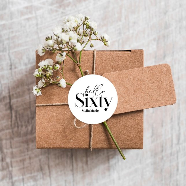 Modern minimal typography simple 60th birthday classic round sticker (Creator Uploaded)