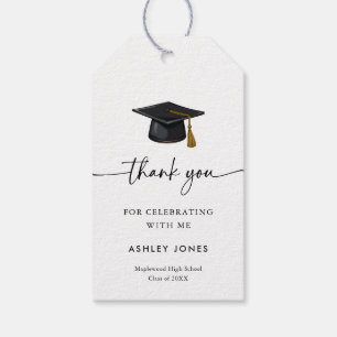Modern Minimal Typography Thank You Graduation Gift Tags