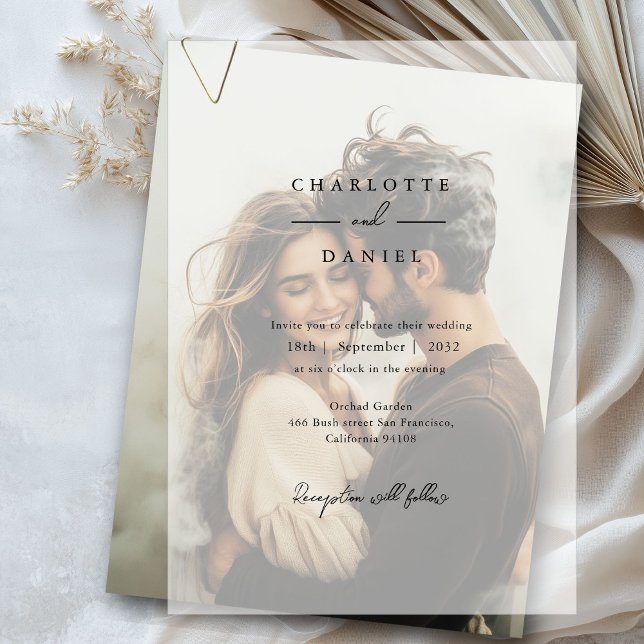 Modern, Minimal, Typography, Wedding,  Vellum Invitations (Modern, Minimal, Typography, )