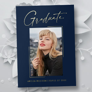 Modern Minimal Unique Ink Script Graduate Card