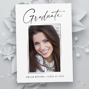 Modern Minimal Unique Ink Script Graduate Photo Announcement