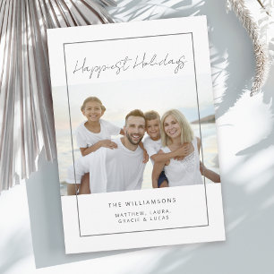 Modern Minimal Vacation Photo Merriest Christmas Holiday Card