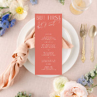 Modern Minimal Vibrant Pink Wedding Dinner Menu