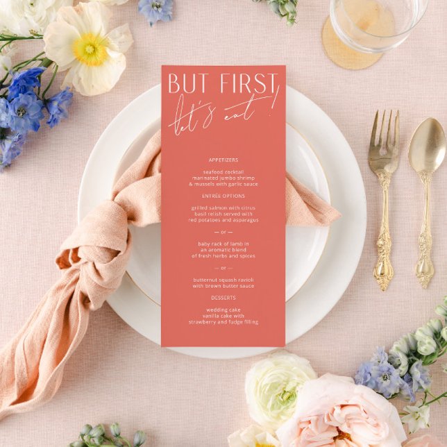 Modern Minimal Vibrant Pink Wedding Dinner Menu (Creator Uploaded)