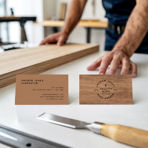 Modern minimal vintage typography rustic dark wood business card