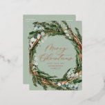 Modern minimal watercolor foliage sage Christmas Foil Holiday Postcard<br><div class="desc">Modern minimal botanical Christmas wreath merry christmas script holiday Christmas podtcard. Hand painted eucalyptus,  minimal foliage and modern rustic rattan wreath  and real foil gold,  silver and rose gold give this holiday card a luxurious feel. In classy black,  blue,  green,  brows and grey.</div>