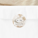 Modern Minimal Watercolor Oyster Wedding Classic Round Sticker<br><div class="desc">Beautiful monogram stickers for your beach wedding or oyster roast! Watercolor accents give these a classy beach elegance. Find matching items in my shop. Use the personalisation feature to edit.</div>