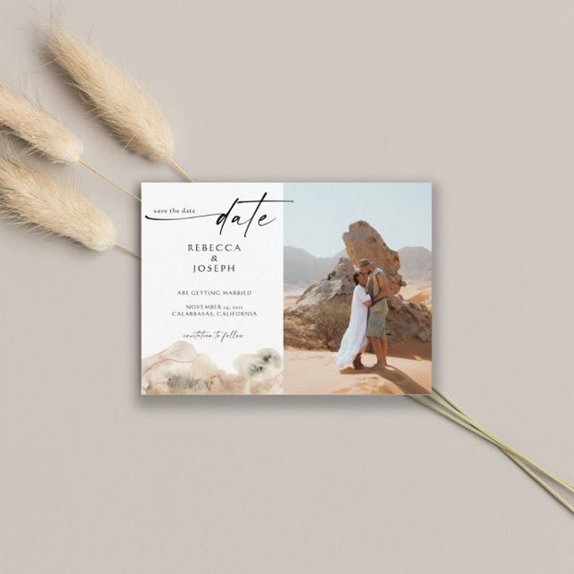 Modern Minimal Watercolor Wedding Save The Date (Creator Uploaded)