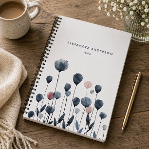 Modern Minimal Watercolor Wildflowers Notebook