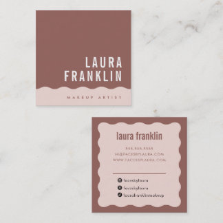 MODERN MINIMAL WAVE simple chic clay blush pink Square Business Card