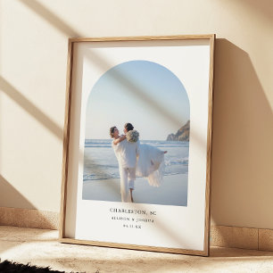 Modern Minimal Wedding Arch Couple Photo Poster