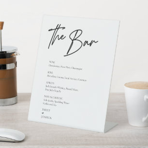 Modern Minimal Wedding Bar Pedestal Sign