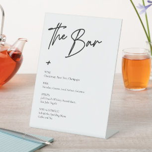 Modern Minimal Wedding Bar Pedestal Sign