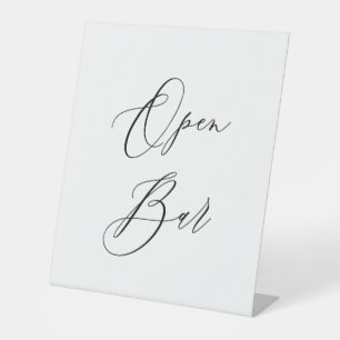 Modern Minimal Wedding Bar Sign   Open Bar Elegant